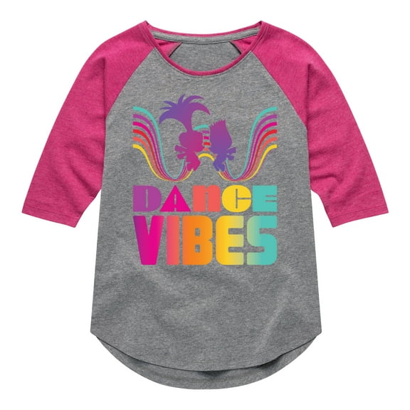 Trolls - Dance Vibes Poppy Branch - Toddler & Youth Girls Raglan Graphic T-Shirt