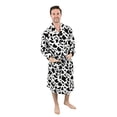 thumbnail image 2 of Leveret Mens Robe Soft Micro Fleece Plush Shawl Collar Bathrobe Cow Size L/XL, 2 of 4