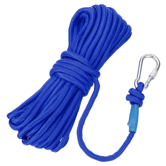Nylon Anchor Rope with Hook,1/4"x49ft Braided Polypropylene Rope,Blue