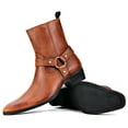thumbnail image 6 of OSSTONE Dress Boots Chelsea Designer Boots for Men Zipper-up Leather Casual Heel Shoes JY018-Brown-13 Brown, 6 of 6