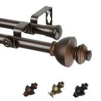 13/16" Dia Adjustable 66-120" Paola Double Curtain Rod in Cocoa