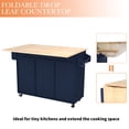 thumbnail image 6 of HLR 51.7" W Rolling Kitchen Island On Wheels, Cart With Drop Leaf Countertop with Storage, Blue, 6 of 8