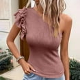 thumbnail image 3 of HaoXianJian Women's Ruffled One Shoulder Tank Top Sports Bra for Women Yoga Crop Tank Top Camisoles Going Out Tank Top Streetwear, 3 of 6