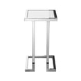 thumbnail image 4 of Inspired Home Noelani End Table Hight Gloss Lacquer Finish Top Polished Stainless Steel Base, White/Chrome, 4 of 9