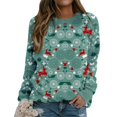 thumbnail image 4 of Mode Noël Femmes Imprimé Manches Longues Confortable Respirant Col Rond Chemise Hauts, 4 of 6