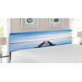 thumbnail image 2 of Landscape Headboard, Old Jetty in the Lake with Blue Sky Horizon Landscape Calm Nature Picture, Upholstered Decorative Metal Bed Headboard with Memory Foam, King Size, Blue White Brown, by Ambesonne, 2 of 4