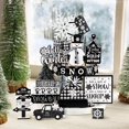 thumbnail image 6 of PRETXORVE Christmas Wooden Layered Tray Decoration Set Plaid Style Home Desktop Sign Ornaments, 6 of 9
