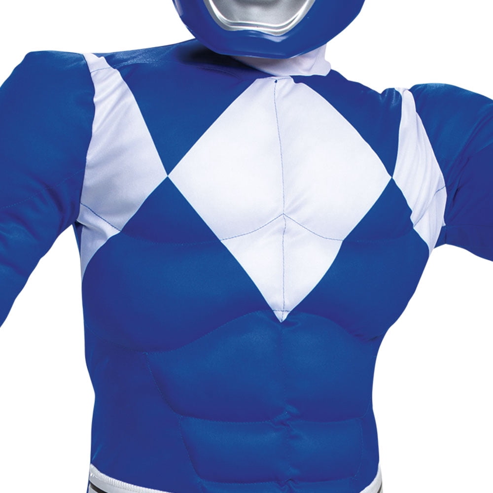 Mighty Morphin Power Rangers, Blue Ranger Halloween Costume for Children, Boys Size M (8), by Disguise