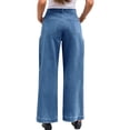 thumbnail image 4 of Women High Waisted Wide Leg Pleated Jeans Loose Elastic Denim Pants with Pockets, 4 of 6