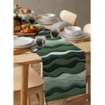 thumbnail image 2 of Table Runner Dresser Scarf 18 x 72 Inch Abstract Sage Green Gradient Waves Beach Lines Table Runners Non-Slip Heat Kitchen Dining Table Decor for Indoor Outdoor Home Party Decoration, 2 of 7