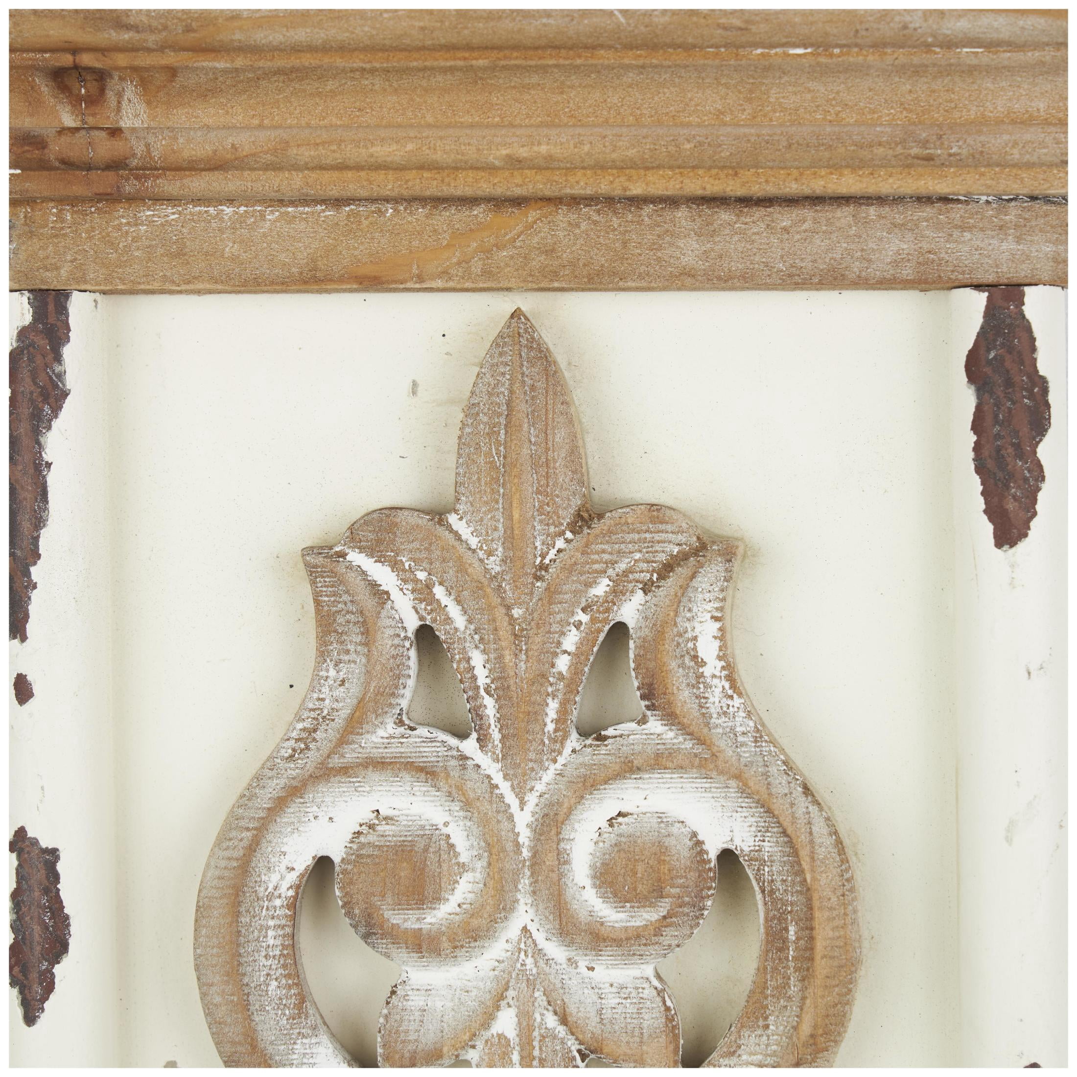 DecMode 2 Holder Brown Wood Scroll Pillar Wall Sconce