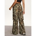 thumbnail image 2 of Women's Camo Cargo Baggy PantsStreetwear Drawstring Wide Leg Trousers Flare Sweatpants, 2 of 14