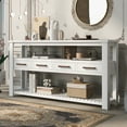 thumbnail image 2 of White Sofa Side Table, Atumon Storage Console Table, Modern Entryway Table, Wood Buffet Sideboard, Console Table with 4 Drawers and 2 Shelves, Console Table for Entryway Hallway Living Room, 2 of 10