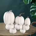 thumbnail image 6 of 8 Pieces Artificial Harvest Pumpkins Assorted Size Stackable Halloween Decoration Environmentally Friendly Lifelike for Home Kitchen White, 6 of 8