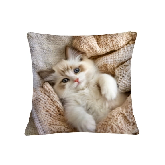 A Cushion Cover Pillow Case Spring Cute Pet Patterns Soft Decorative Square Throw For Sofa Chair Bedroom Home Decor 18 Inch