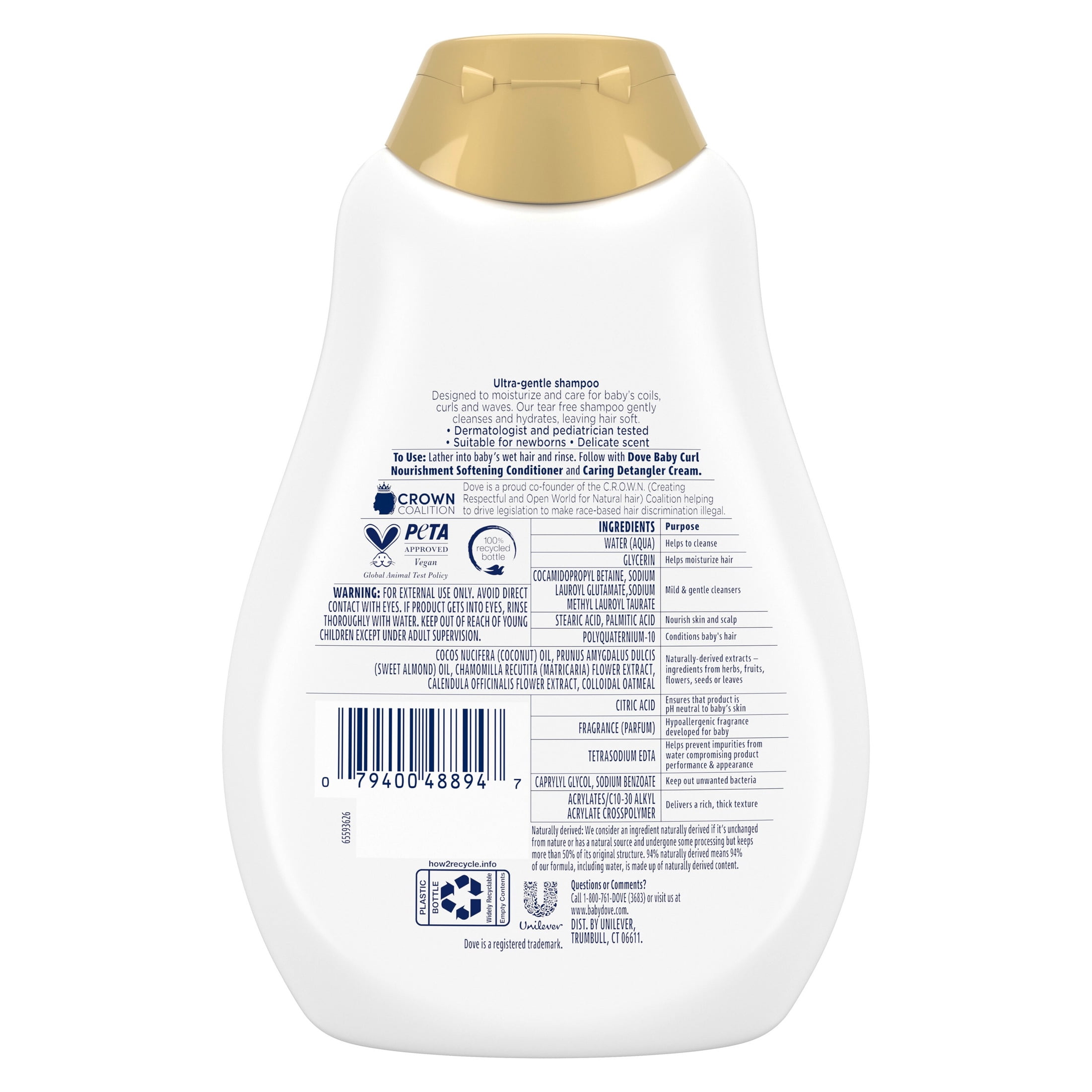 (2 pack) Baby Dove Textured Hair Care Baby Shampoo for Baby's Curly Hair Curl Nourishment Tear-Free and Hydrating ,13 Fl oz