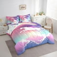 thumbnail image 3 of Manfei Boys Girls Animal Unicorn Bedding Comforter Set 7 Pieces,Dreamy Princess Full Bedding Set Lightweight,Kawaii Gradient Rainbow Fitted Sheet Flat Sheet,Luxury Bedroom Decor,Reversible, 3 of 8