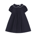 thumbnail image 2 of LittleSpring Toddler Girls Short Sleeve Dress Peter Pan Collar School Uniform Dresses Casual Solid Navy Blue 3T, 2 of 6
