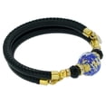 thumbnail image 3 of GlassOfVenice Dorato Murano Glass Leather Bracelet - Blue, 3 of 5