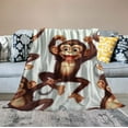 thumbnail image 2 of WERPE  Monkey Sherpa Blanket Cartoon Animal Pattern Throw Blanket Cute Monkey Plush Blankets and Throws for Kids Boys Girls  White, 2 of 6