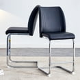 thumbnail image 4 of ACSTEP Modern Bar Stool, Kitchen Stool Chair,Suede Cushions and Sliver Metal Legs, Set of 2, Black, 4 of 8