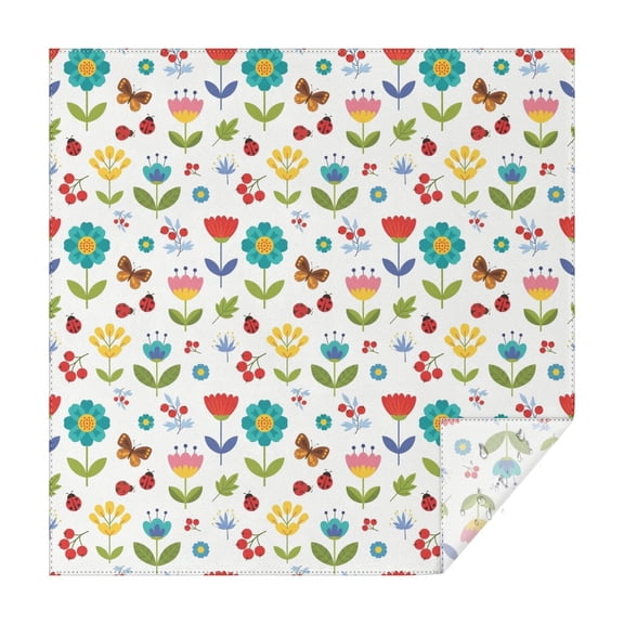 Pioneer Flower Floral Print Pattern Square Tablecloth, Waterproof Wipeable Spillproof Washable Table Cover for Home Kitchen Party Decor, 42"x42"