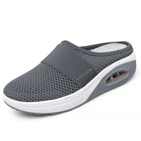 

HOLXI 2024 Women s mules slingback walking sneakers summer slip-on mules mesh air cushion orthopedic with arch support slingback slip-on shoes breathable slippers closed toe slippers