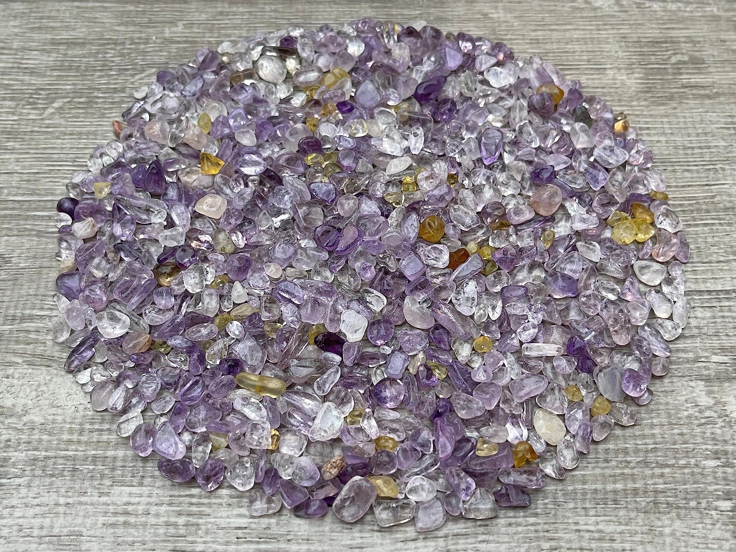 WHOLESALE Natural Semi Tumbled Ametrine Gemstone Chips, Crushed Mini Crystals, Undrilled (Ametrine, 0.5 Pound)