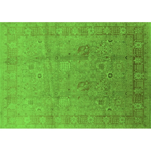 Ahgly Company Indoor Rectangle Oriental Green Industrial Area Rugs, 7' x 10'