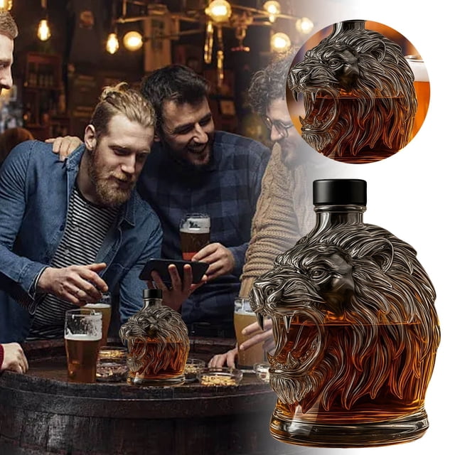 Glass & Bottle The Mighty Head Whisky Bottle with Intriguing Pattern for Indoor Use Glass with Practical Versatility