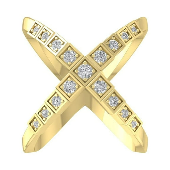 ARAIYA FINE JEWELRY 10K Yellow Gold Lab-Grown Diamond Anniversary Ring (1/2 cttw Round-shape Lab-Grown Diamonds (D-F Color, VS Clarity) Size 7.5