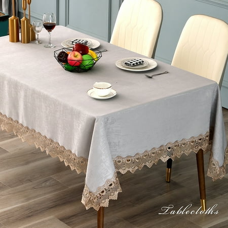 

Goory Solid Color Home Decor Table Cloths Luxury Party Covers Tablecloth Vintage Embroidered Dining Room Tablecloths