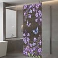 thumbnail image 3 of Purple Flowers Window Privacy Film, Butterfly Spring Floral Wooden Farmhouse Static Cling UV Sun Blocking Heat Control Window Tint Day and Night, Non-Adhesive One Way Privacy Cover 29.5''x78.7'', 3 of 7