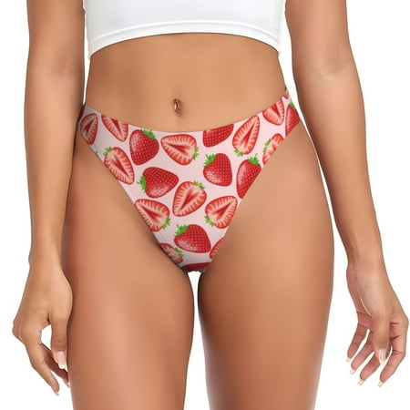 Sigee Cute Strawberry for Women s G-String Panty  Low Rise  Soft Lace Perfect for Everyday Wear or Special Occasions-X-Small