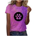 thumbnail image 1 of Liamobondopolis - Camiseta con estampado de pata para mujer, camisetas de manga corta con estampado de pata para mamá de perro, 1 of 5