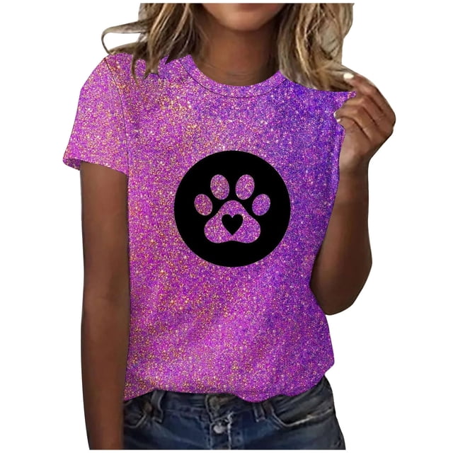 Liamobondopolis - Camiseta con estampado de pata para mujer, camisetas de manga corta con estampado de pata para mamá de perro