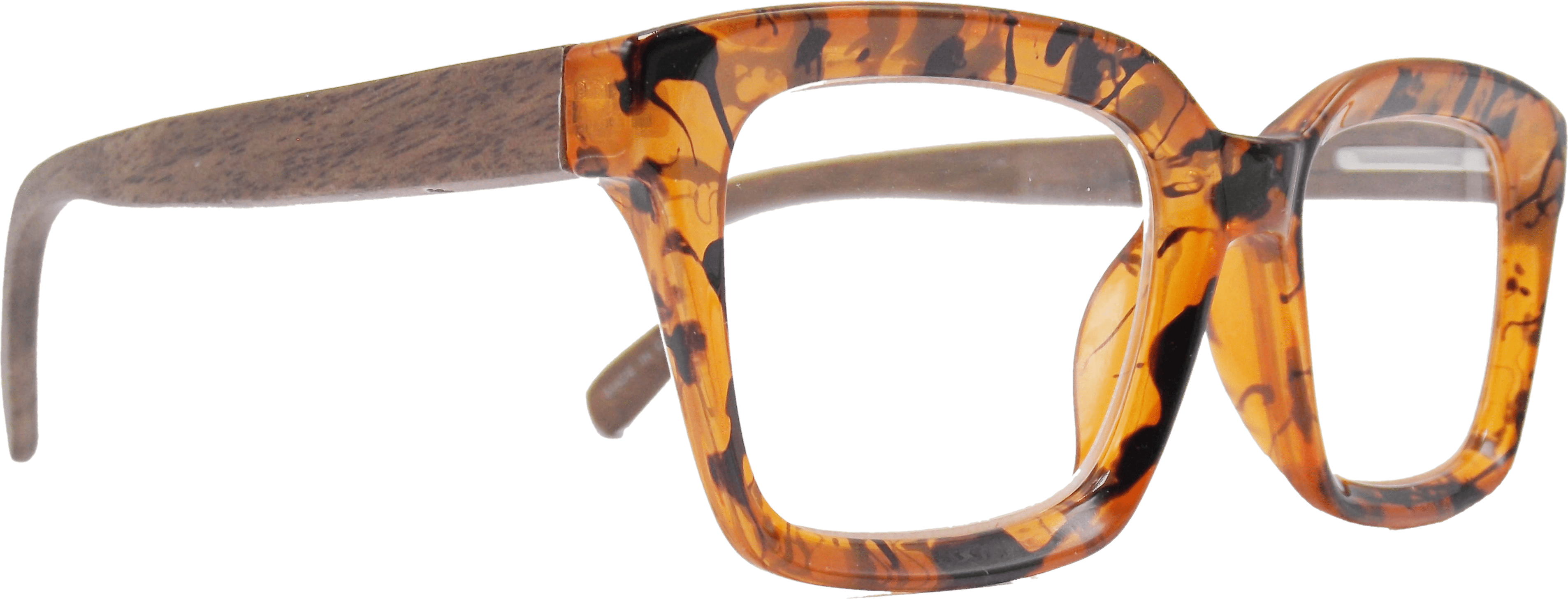 EYEGEMS Brand Eyeglasses +2.00 Women Eco Friendly Sustainable  Reading Glasses Ladies Walnut Wood Amber Brown Tortoise 0552