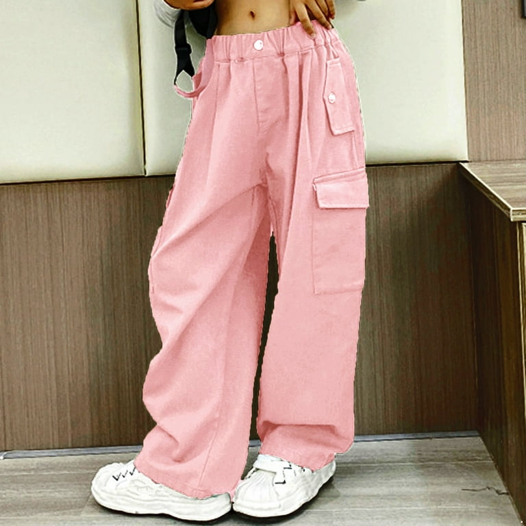Joggers Pants Womens Hot Pink Cargo Pants Straight Casual Trouser Ladies  Stylish Modern Streetwear Hip Hop Alt Clothes at  Women's Clothing  store