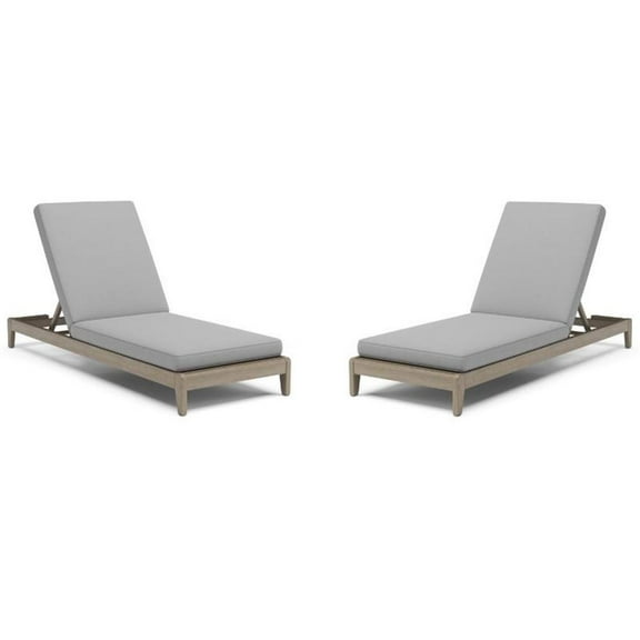 Home Square Wood Outdoor Chaise Lounge in Gray Finish - Set of 2