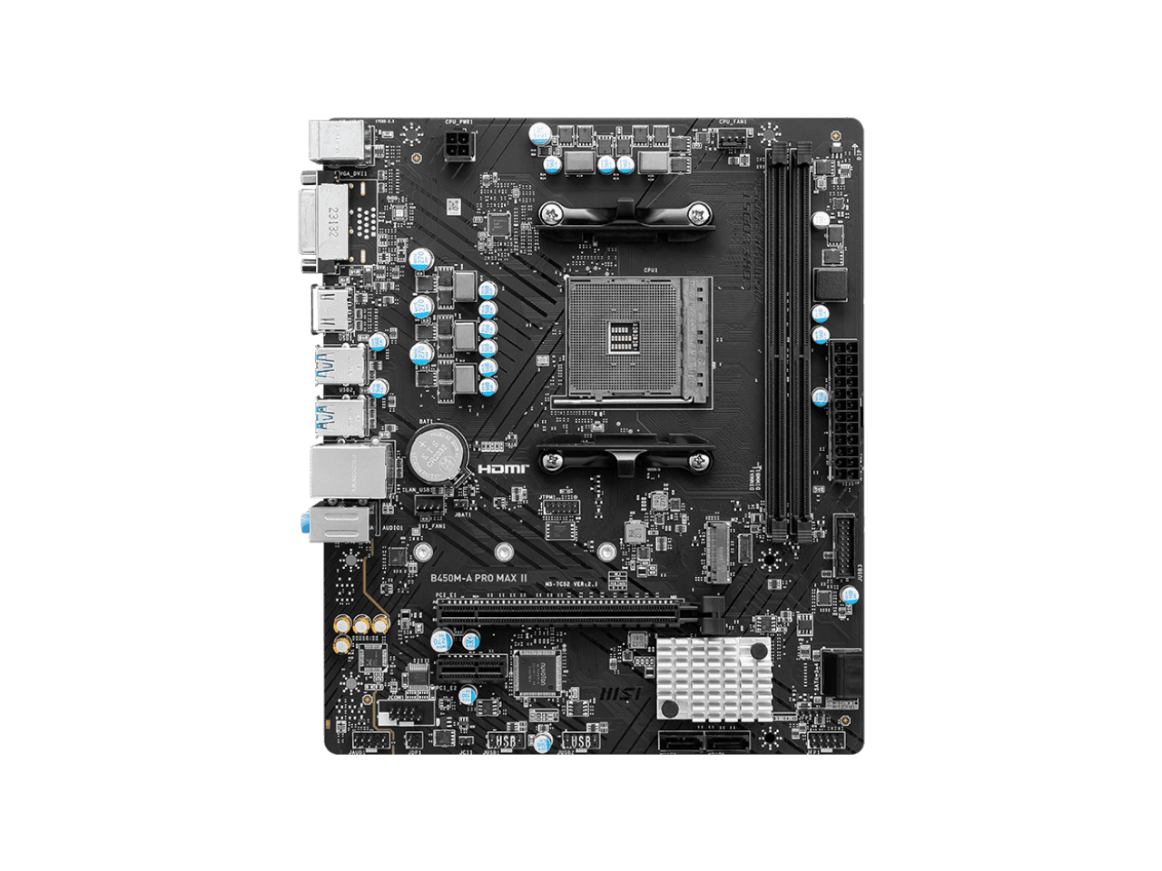 MSI B450M-A PRO MAX II Gaming Desktop Motherboard - AMD B450 Chipset -  Socket AM4 - Micro ATX - Athlon, Ryzen 5 Processor Supported - 64 GB DDR4  SDRAM 