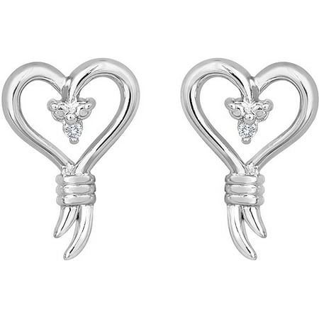 Knots of Love Sterling Silver Diamond Accent Heart Earrings