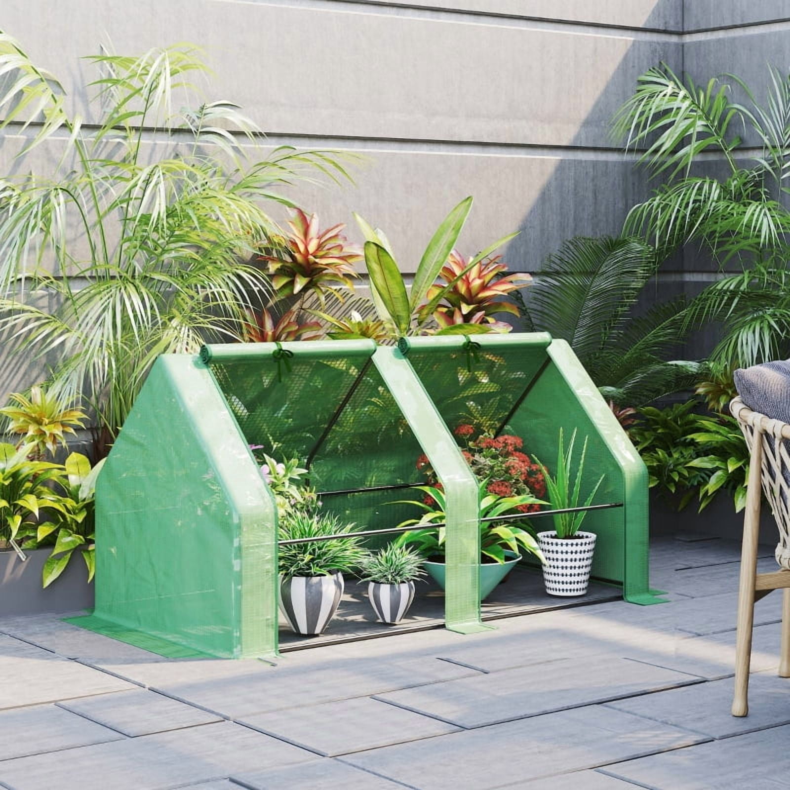 Alvantor Green 6'L x3'W x3'H Portable Mini Greenhouse with Large Zipper Doors