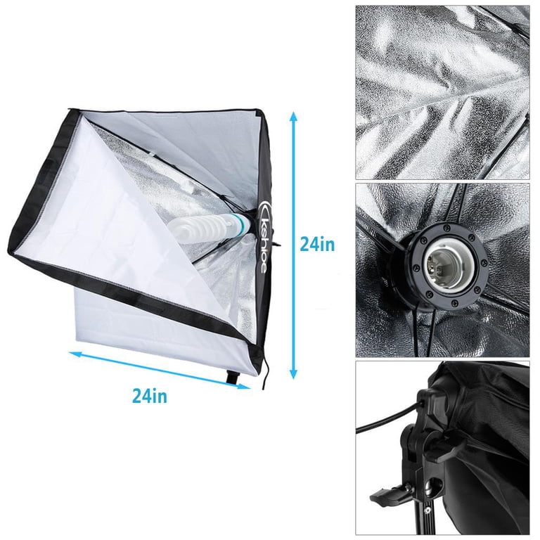Kshioe Foldable LED Photography Kit, 3 Light Stands, 3 Softboxes