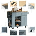 thumbnail image 5 of Lunale 39.8" Kitchen Island with Drop Leaf, Power Outlets, Rolling Storage Kitchen Cart with Wine Cup Rack, Blue, 5 of 12