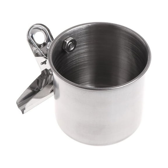 WINDLAND Bird Feeding Cups with Clamp Stainless Steel Food Dish Water Bowl for Parakeets