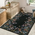 thumbnail image 5 of Wonnitar 5x7 Floral Washable Rug, Black Rugs for Bedroom, Soft Low Pile Living Room Area Rug, Non-Slip Throw Carpet for Dorm Office, 5 of 12