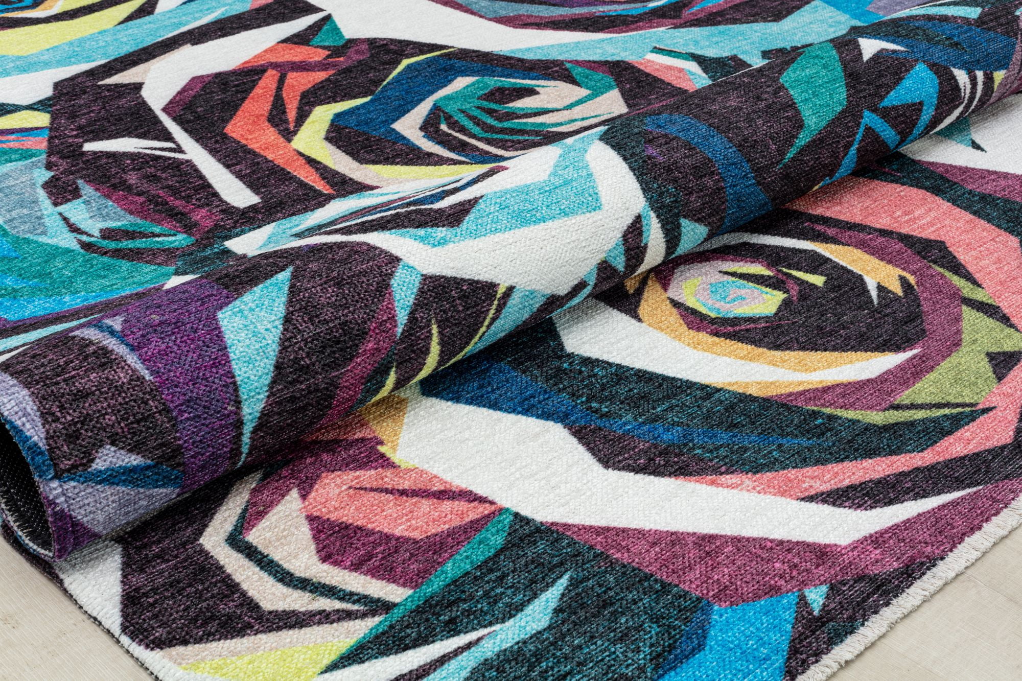 Elizabeth Sutton MI20B Every Rose Abstract/Floral Modern Black Area Rug, 7'10"X10'0"