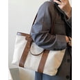 thumbnail image 3 of PIKADINGNIS Women Girls Fashion Canvas Tote Handbag Vintage Hobo Shoulder Bag Purse Leather Strap, 3 of 5