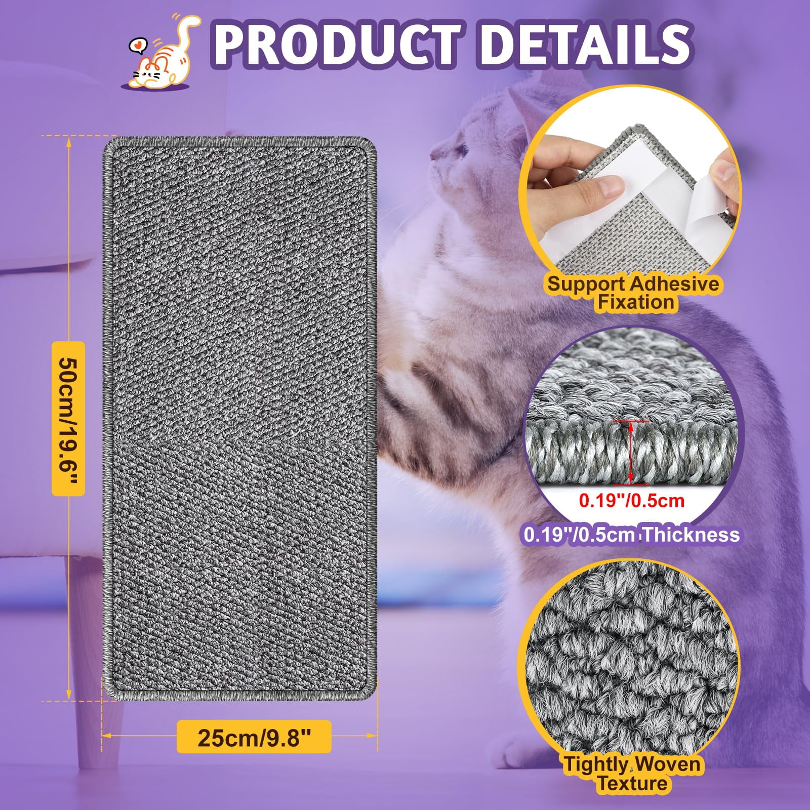 ​ Corner Cat Scratcher Wall Mounted For Indoor Cats  Pad Door Frame 19.6x9.8 Inch Anti Scratch Furniture Protector Couches And Walls​