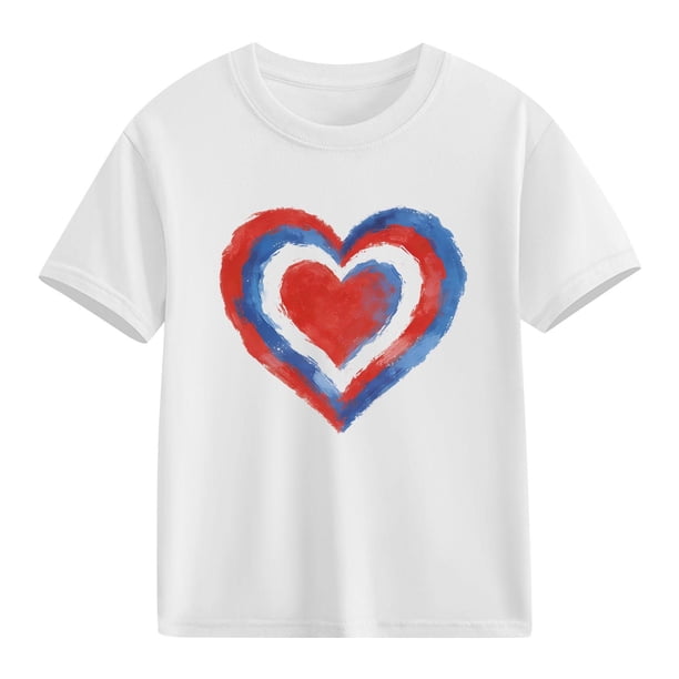 Blusas y camisas de manga corta con cuello redondo para niños y niñas, camisetas gráficas de manga corta, blusas con estampados bonitos para la temporada escolar.